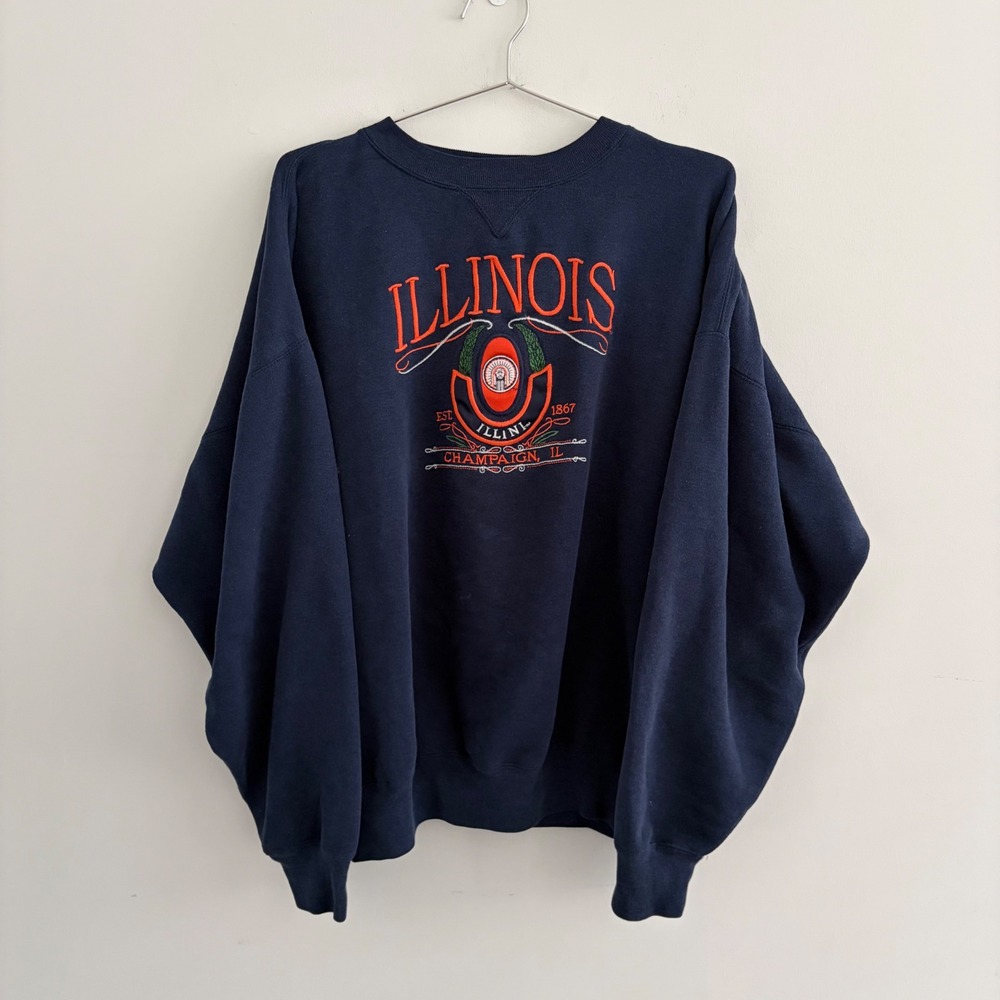 Midwest Embroidery Illinois Fighting Illini Crewneck Sweatshirt Navy XL